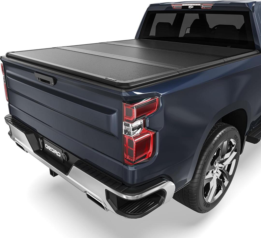 OEDRO FRP Hard Tri-fold Truck Bed Tonneau Cover Compatible with 2019-2026 Chevy Silverado 1500 / GMC Sierra 1500 New Body Style, 5.8 Feet Bed w/o Multi-Flex Tailgate