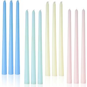Colored Tall Taper Candles 12 inch Unscented Smokeless Long Tall Tapered Candle for Candlesticks Sticks Wedding Advent Home Decor Dinner Christmas Set of 12