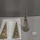 3 Pcs Mercury Glass Christmas Tree with Lights Table Top Gold Christmas Tree Holiday Home Tabletop Centerpieces Mantle Decor (Gold)