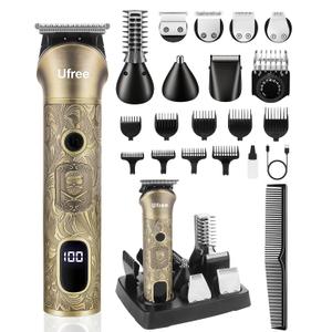 Ufree Beard Trimmer for Men, Electric Razor Shaver, Cordless Hair Clipper Shaving Kit for Mustache Body Nose Ear Hair Facial, Adjustable Beard Grooming Kit Birthday Gifts for Men (Bronze)