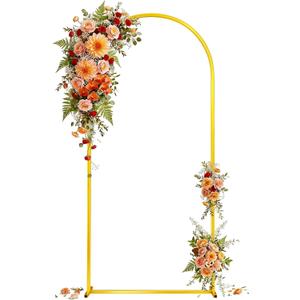 Toolterritary 8 FT Wedding Arch Backdrop Stand, Stable Heavy Duty Metal Wedding Arch Frame for Ceremony, Reinforced Balloon Arch Stand for Birthday Party & Baby Shower, Gold
