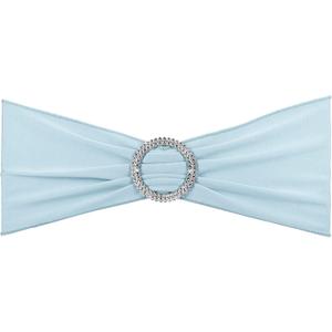 Lounsweer 100 Pcs Spandex Chair Sashes Bows Without Buckle Light Blue Stretch Chair Cover Bands Baby Shower Plain Bow Sash Elastic Bands Ties for Wedding Party Hotel Banquet Events Decoration
