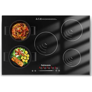 30 Inch Induction Cooktop 5 Burners, 7200W Built-in Induction Stovetop, 5 Power Boost Burners Electric Cooktop, Child Lock, 9 Power Levels, Timer, Touch Control 220-240V Hard Wire (Black 30 Inch-5)