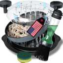American Brand 3-Layer Chicken Shredder Tool by KLAVEHN with Detachable Plate & Brush | BPA-Free, Double Anti-Slip, Heat-Resist., Dishwasher Safe | Large Twist Tool, Chicken Breast, Pork Meat Grinder (Black)