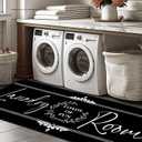 Laundry Room Rug Runner Non Slip Farmhouse Mats Organization and Washable Floor Long Rugs for Laundry Room Accessories Mudroom Kitchen Bathroom Area Rugs Decor 1'8" x 3'11" Black