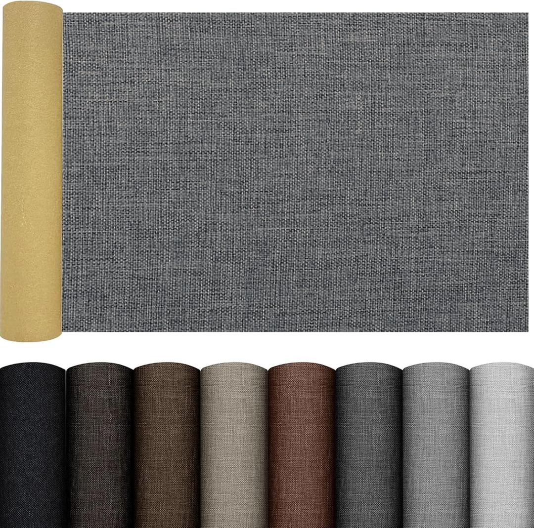 PXBBZDQ Large Linen Repair Patch, 16X40 Inch Linen Fabric Patch for Furniture and Sofa Self-Adhesive Upholstery Refinishing Repair, Couch Fabric Patch (Dark Gray, 16X40)