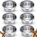 6 Pcs 8 Cup Metal Dog Bowls Stainless Steel Thickened Food Bowls Travel Kennel Food and Water Dish for Medium Large Size Dogs Cats, 64 Oz, Dishwasher Safe