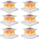 Dynaming 6 Pack Solar Post Cap Lights Outdoor with Flickering Flame Light, White Shell Fence Post Solar Lights Fit 4x4 5x5 Vinyl/Wooden Posts, Brightness LED Lighting Decor for Garden Deck Patio