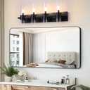 LWYTJO 3-Light Bathroom Light Fixtures, Matte Black Vanity Lights with Clear Glass Shades, 19.7'' Modern Wall Sconce for Mirror Living Room Cabinet Bedroom Porch