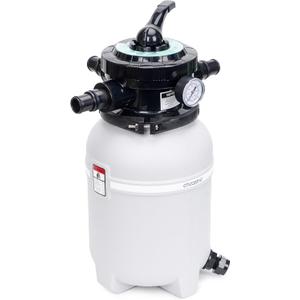 10 Sand Filter Tank Replacement Kit, Pool Sand Filter Tank with 6-Way Multi-Port Valve and 1.25/1.5 in Hose Adapters for Compatible Above Ground Pool Sand Filter Systems, Pump Not Included