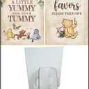 2 x 6PCS Winnie Table Sign with Stand, A Little YUMMY FOR YOUR TUMMY, Winnie Baby Shower Decorations, Classic Pooh Party Supplies, Vintage Winnie 8x10INCH