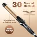 Curling Iron, 2 in 1 Hair Straightener and Curler, 1.25 Inch Ceramic Curling Wand with Adjustable Temperature, Dual Voltage for All Hair Types, Anti-Tangle for Long-Lasting Curls or Straight