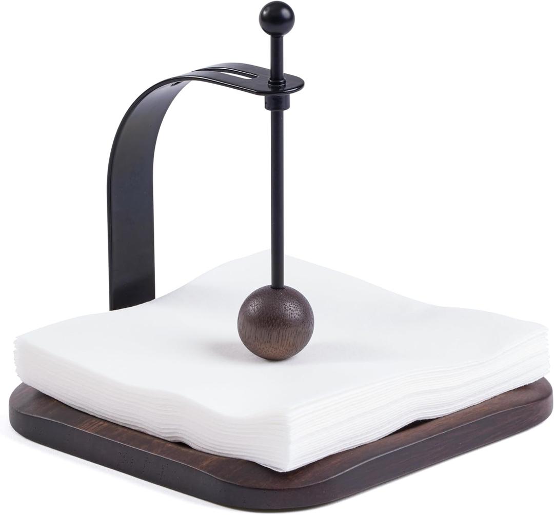 Rain Tree Wood Napkin Holder, Elegant Wood Square for Table Dispenser with Weighted Arm, Perfect for Kitchen, Office, Restaurant,Home Dcor, Cafe & Outdoor Use, Luxury Warming Gift