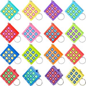 Hicarer 16 Pcs Tic Tac Toe Game Party Favor Goodie Bag Stocking Stuffer Kids 8-12 Tic Tac Toe Keychain Classroom Prize Puzzle Game Birthday Party Gift for Boy Girl Valentine's Day (Charming Color)