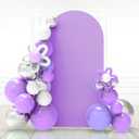 Babenest 6FT Purple Wedding Arch Cover, Spandex Fitted Arch Backdrop Cover for Photography, Round Top Chiara Stand Cover for Party Ceremony Birthday Baby Shower Anniversary Decoration