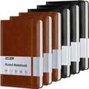 ZCZN 6 Pack Lined Journal Notebooks, 192 Pages A5 Hardcover Leather Journals for Work,Writing,School & Travel, College Ruled Journaling Notebooks for Notes Taking,Diary Notepad (Black*3+Brown*3)