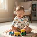 PATPAT Baby Bodysuits - Soft Viscose Made from Bamboo - Long Sleeve Funny for Boys and Girls -Newborn Infant Toddler Clothes (3-6 Months, Brown Car)