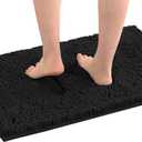 H.VERSAILTEX Bath Mat Bath Rug for Bathroom Luxury Chenille Bathroom Rug Mat Extra Soft and Absorbent Microfiber Shaggy Rugs Non Slip Rug Quick Dry Bath Mat Washable, 20 x 32 Inches, Black