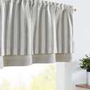 jinchan Striped Linen Valance Curtain Blackout Double Layer Valance for Windows 18 Inch Striped Print Farmhouse Rustic Window Treatment for Kitchen Living Room Bedroom 1 Panel Black on Beige