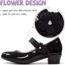 Girls Dress Shoes Mary Jane Shoes for Girls Hook and Loop Flower Girl Shoes Flats Pincess Shoes for Little/Big Kids (Black)