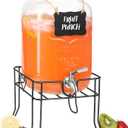 Crutello Glass Beverage Dispenser with Stainless Steel Spigot, 1 Gallon Drink Dispenser Metal Black Stand, Lemonade, Tea, Water, Laundry Detergent - A Family-Owned American Brand