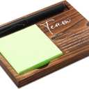 CINRLLA Wooden Sticky Note Holder & Pen Dispenser, 6.5 x 4.7 inches, Green, 1 Count