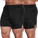 COOFANDY Men's Pack of 1 Gym Workout Shorts Quick Dry Athletic Shorts 5 Inch Lightweight Sports Running Shorts with Pockets (Medium, Black)