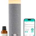 Hotel Collection Diffuser Machine,Fabric-Wrapped Design,Candlelight Atmosphere Lamp,Whisper-Quiet,1000 Sq Ft,Scent Waterless Essential Oil Diffuser,Scent Air Machine Home - Grey