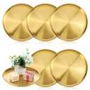 5 Pcs Gold Round Tray, 12 Inch Stainless Steel Decorative Serving Tray Plate for Jewelry Makeup Organizer Vanity Bathroom