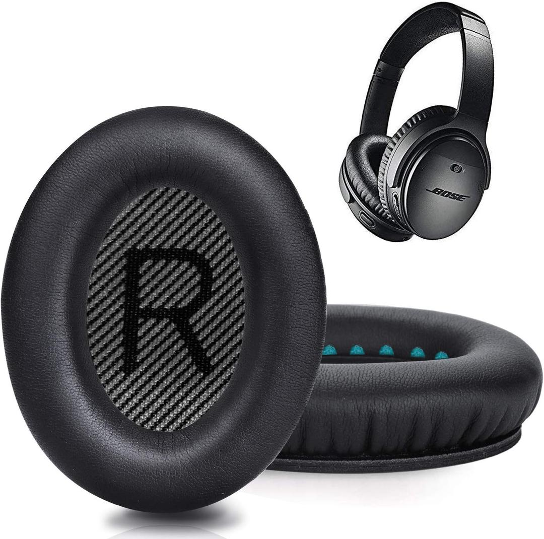Premium Replacement Ear Pads for Bose QC35 & QC35ii Headphones Made by GEVO- Comfortable Adaptive Memory Foam and Extra Durable - Fits QuietComfort 35 & 35ii / SoundLink 1&2 AE（Over-Ear） (Black)