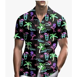 Neon Shirts for Men Button Up Shirts,Mens Neon Shirt Hawaiian Shirt for Men,Mens Beach Shirts Neon Clothes, XL