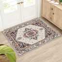 BESTSWEETIE 2x3 Area Rugs for Living Room Washable Non Slip Carpet Low Pile Soft Vintage Print Pattern Rug for Bedroom Dining Room Kitchen Entryway Indoor-Khaki/Beige/Purple/Black/Brick