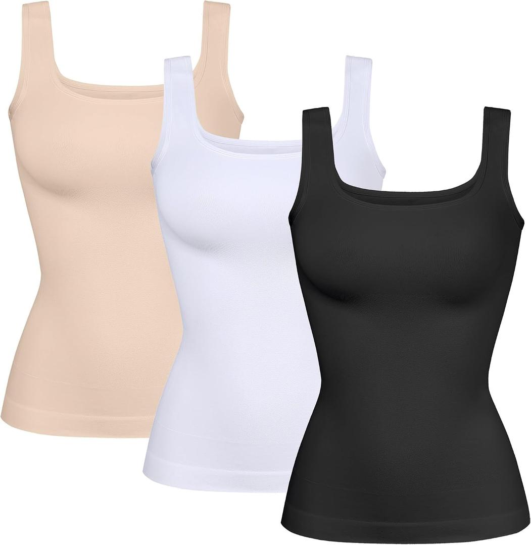 YIOIOIO Women Shapewear Tank Tops Tummy Control Compression Tops seamless Body Shaper Camisole (Black, XL)