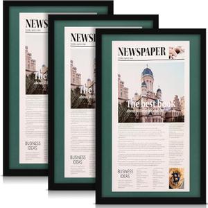 3 Pcs 11x22 in Newspaper Frame with Mat Assorted Media Article Cover Frame with Hanging Hardware 14x24 in Newspaper Display Poster Frame for Wall Decoration (Dark Green Mat) 3 Pcs 11x22 in Newspaper Frame with Mat Assorted Media Article Cover Frame with Hanging Hardware 14x24 in Newspaper Display Poster Frame for Wall Decoration (Dark Green Mat)