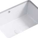 18 Inch White Rectangle Vessel Sink for Bathrooms 18.3" x 13.78" Small Undermount Bathroom Sink Ceramic Porcelain Under Counter Basin Sink with Overflow 465mm x 350mm Lavamanos Para Baos