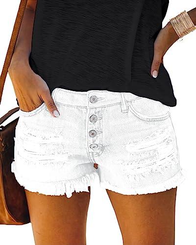 MIFOCAL Women's Ripped Denim Jean Shorts High Waisted Cotton Ladies Shorts Size XL