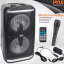 Pyle Bluetooth Speaker & Microphone System - Portable Stereo Karaoke Speaker with Wired Mic, Built-in LED Party Lights, MP3/USB, FM Radio (6.5 Subwoofers, 500 Watt MAX) (PPHP266B.5)