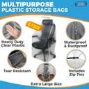 Storage Standard Large Clear Plastic Bags for Storage 6-Pack - Waterproof Extra Large Plastic Bags with Zip Ties, Heavy-Duty Cover for Rugs, Patio Cushions, Dcor & Oversized Items - 45 x 65 Inches