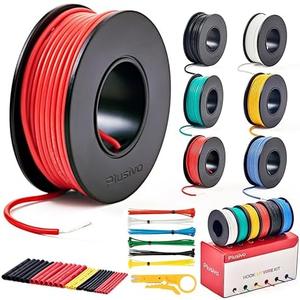 22 AWG Stranded Wire Kit – Silicone Coated Copper Wires 22 Gauge Pre-Tinned 23ft/7m Each Spool, 3 Colors (Red, Yellow, Green), Electrical Jumper Wire Hook Up Wire Kit from Plusivo