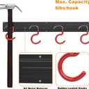 WALMANN All Metal 64 Inch Wall Mount Garden Tool Organizer for Garage, Mop and Broom Holder, Yard Tool Storage Rack for Rake, Shovel, Spade, Mop, Broom(4 Rails, 16 Hooks)