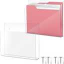 2 Pcs 12 Inch Acrylic Wall File Holder Tablet or Patient Chart Holder with Open Sides Medical Files Hanging Organizer for Wall Anchor Hardware for School Office Home (Square Style)