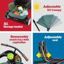Radio Flyer City 4-in-1 Stroll 'N Trike, for Riders 1-5 Years Old, Teal | Stroller Tricycle for Toddlers, 4 Riding Modes, 3 Point Harness with Comfort Pad, Parent Controlled Steering, Rear Storage