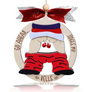 Funny Santa Christmas Ornament - Naughty Wooden Tree Decor for Adults, Perfect for Dirty Santa/White Elephant/Yankee Swap