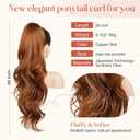 FLUFYMOOZ 26" Ponytail Extension, Long Wavy Curly Claw Clip in Ponytail Hair Extensions, Natural Synthetic Hairpiece for Women Daily Wear(Copper Red)