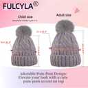 Winter Knit Beanie Hat for Girls Women Parent-Child with Faux Pom Warm Fleece Lined