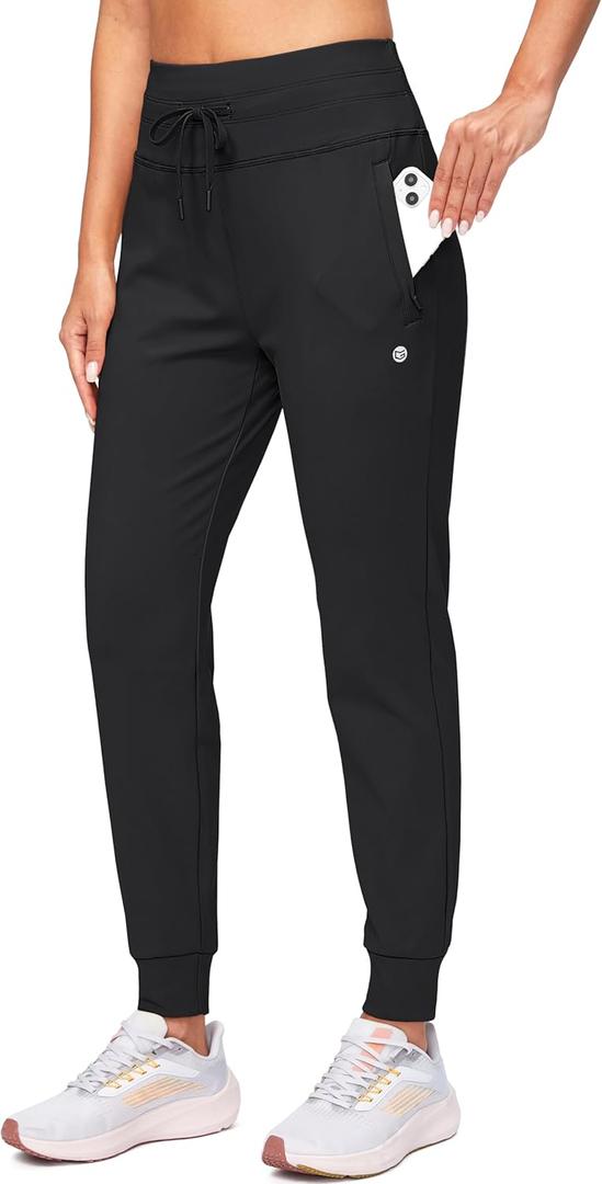 G Gradual Women's Fleece Lined Joggers High Waisted Water Resistant Thermal Winter Sweatpants Running Hiking Pockets, Pack of 2: (Black, S, XS)