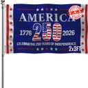 250th Anniversary Flag 2x3 Feet Made in the USA Heavy-duty Polyester Double-sided Three-layer American 250 Years Birthday Flag Suitable for Indoor/Outdoor use Patriotic Decoration for 2026 (Blue)
