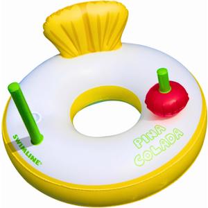 Swimline Pina Colada Pool Ring with Cupholder & Backrest  Inflatable Lounge Float with Fun Design for Adults & Teens  Durable Vinyl Ring for Pool, Lake, or Beach  Easy to Inflate and Store