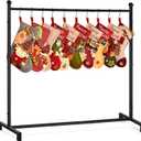 popamaz Christmas Stocking Holder Stand with 10 Hooks, Floor Metal Stocking Hangers, Christmas Holiday Dcor Hanger Display for Home, Floor, Living Room (Black)