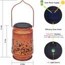 2 Pack Solar Butterfly Lanterns Outdoor Hanging Decor Lantern,Waterproof Hollow Out Retro Metal Decorative Garden Light,Graceful Decoration for Patio,Yard,Landscape,Festival
